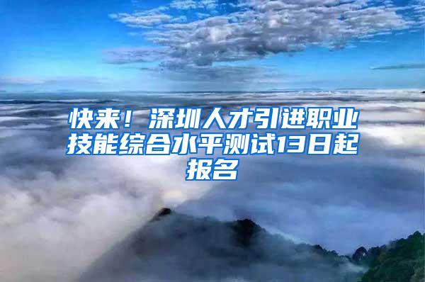 快来！深圳人才引进职业技能综合水平测试13日起报名