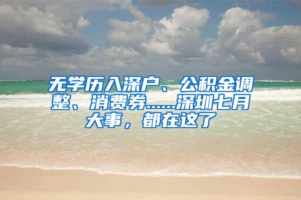 无学历入深户、公积金调整、消费券......深圳七月大事，都在这了