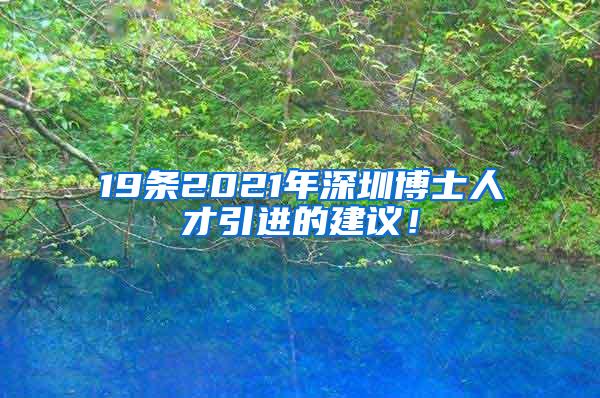 19条2021年深圳博士人才引进的建议！