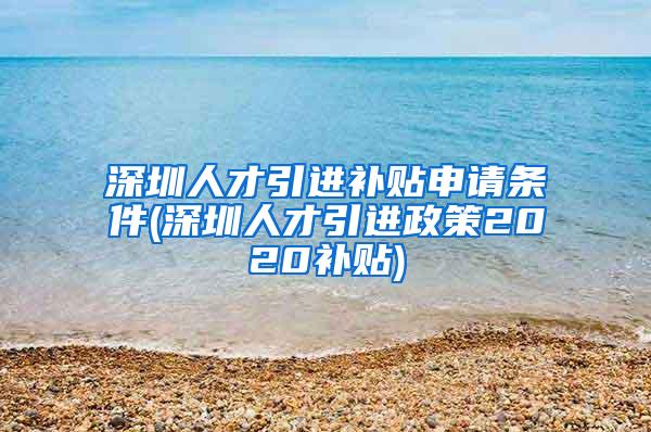 深圳人才引进补贴申请条件(深圳人才引进政策2020补贴)