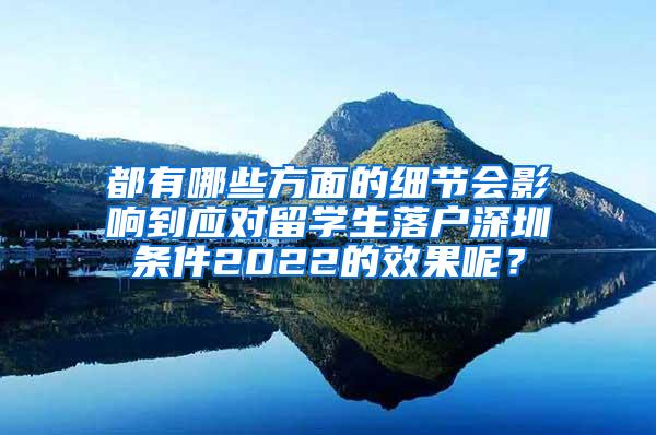 都有哪些方面的细节会影响到应对留学生落户深圳条件2022的效果呢？