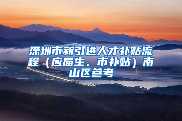 深圳市新引进人才补贴流程（应届生、市补贴）南山区参考