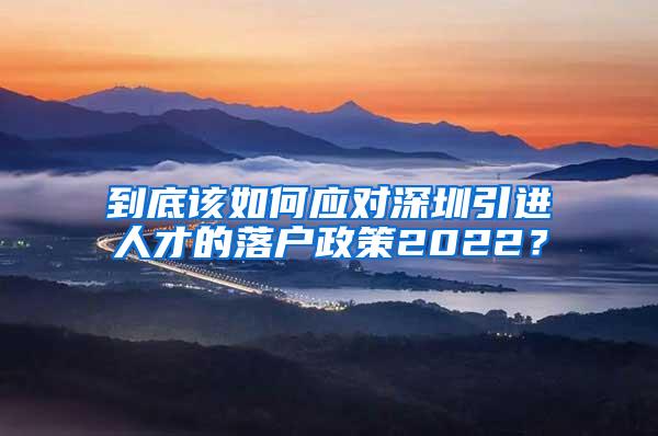 到底该如何应对深圳引进人才的落户政策2022？