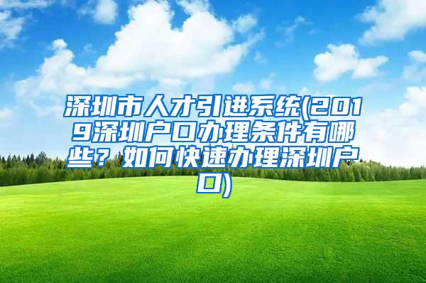 深圳市人才引进系统(2019深圳户口办理条件有哪些？如何快速办理深圳户口)