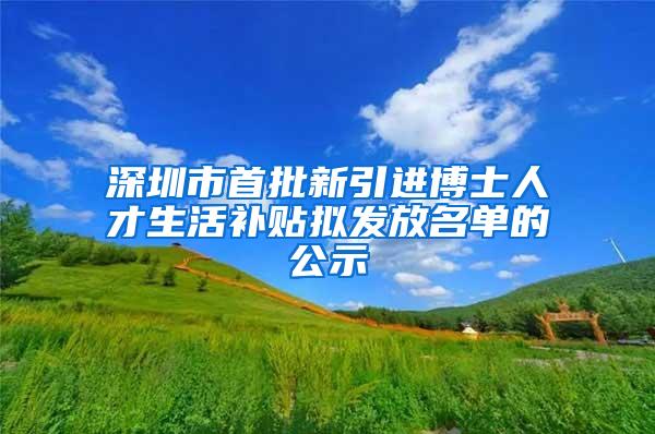 深圳市首批新引进博士人才生活补贴拟发放名单的公示