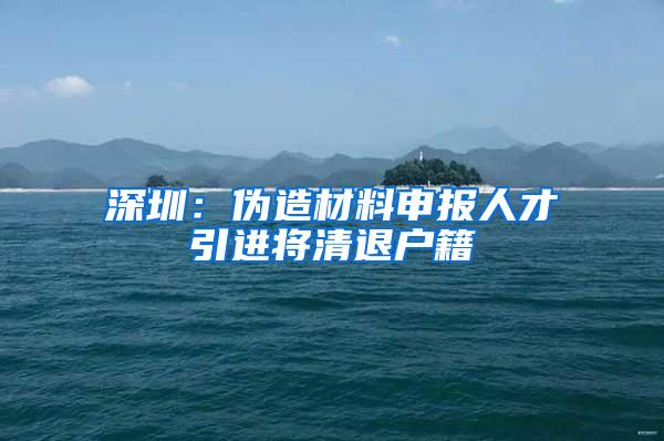 深圳：伪造材料申报人才引进将清退户籍