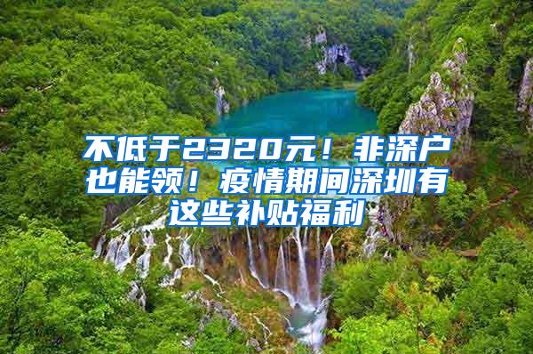 不低于2320元！非深户也能领！疫情期间深圳有这些补贴福利