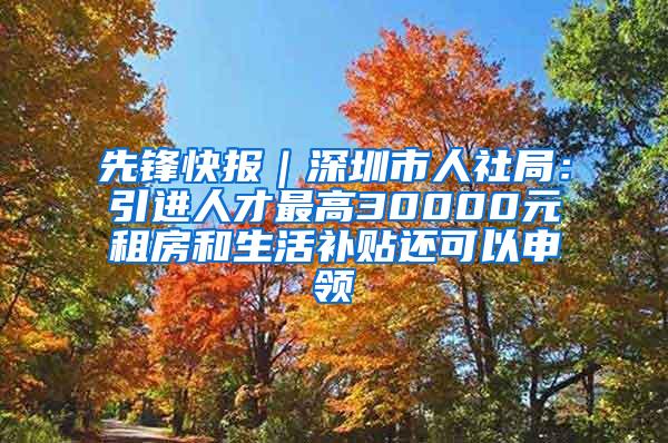 先锋快报｜深圳市人社局：引进人才最高30000元租房和生活补贴还可以申领