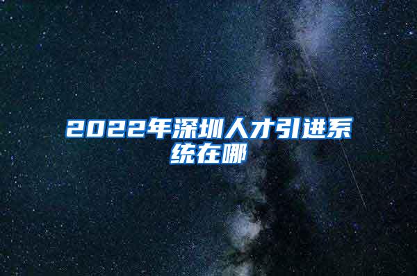 2022年深圳人才引进系统在哪