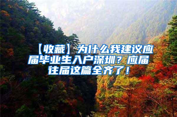 【收藏】为什么我建议应届毕业生入户深圳？应届往届这篇全齐了！