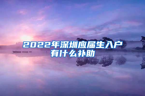 2022年深圳应届生入户有什么补助