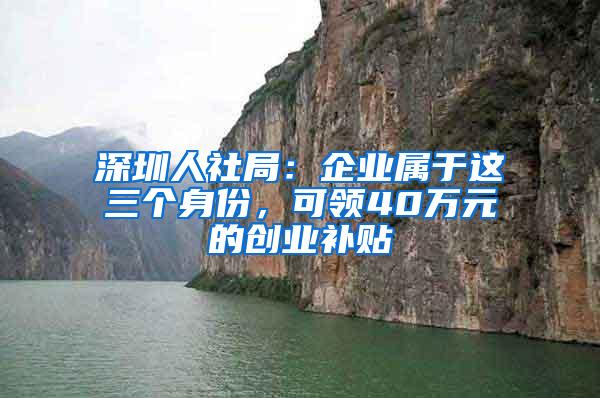 深圳人社局：企业属于这三个身份，可领40万元的创业补贴