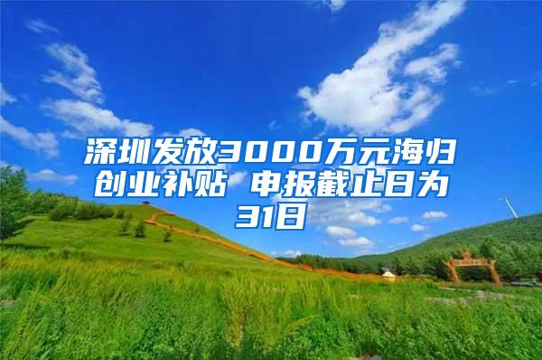 深圳发放3000万元海归创业补贴 申报截止日为31日