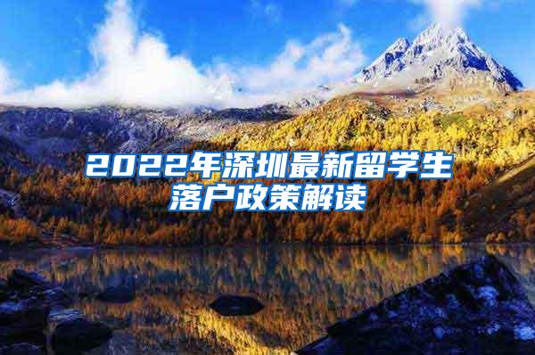 2022年深圳最新留学生落户政策解读