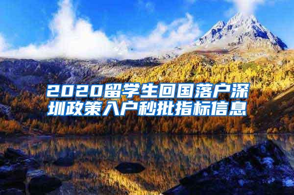 2020留学生回国落户深圳政策入户秒批指标信息