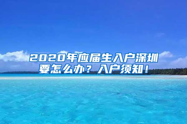 2020年应届生入户深圳要怎么办？入户须知！