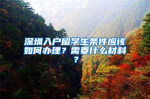 深圳入户留学生条件应该如何办理？需要什么材料？