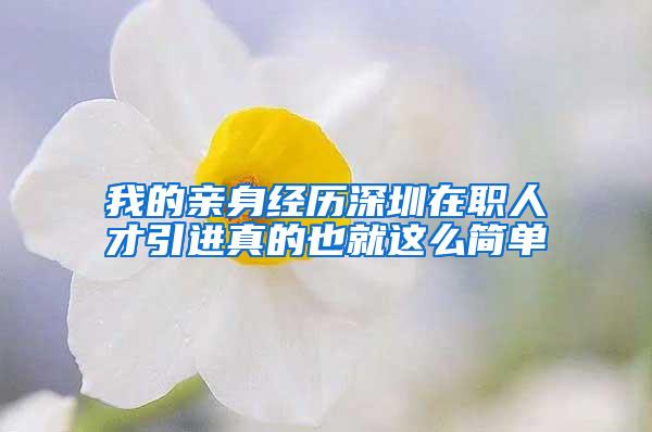 我的亲身经历深圳在职人才引进真的也就这么简单