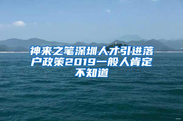 神来之笔深圳人才引进落户政策2019一般人肯定不知道