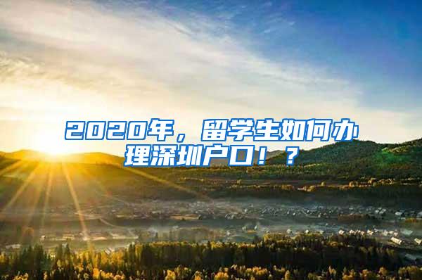 2020年，留学生如何办理深圳户口！？