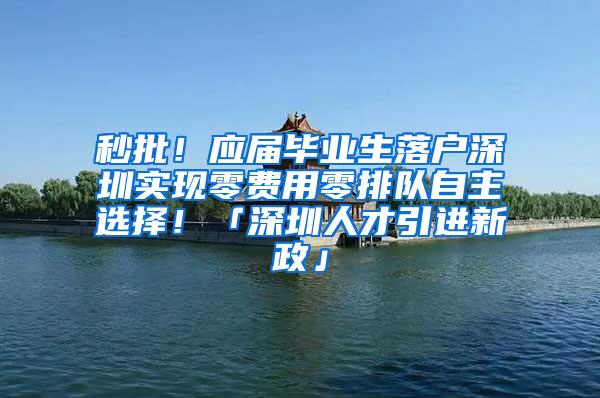 秒批！应届毕业生落户深圳实现零费用零排队自主选择！「深圳人才引进新政」