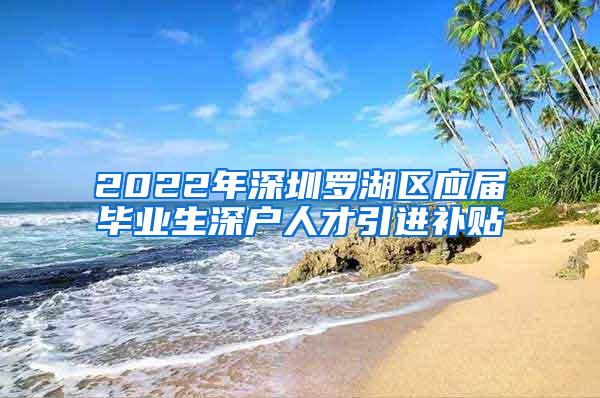 2022年深圳罗湖区应届毕业生深户人才引进补贴