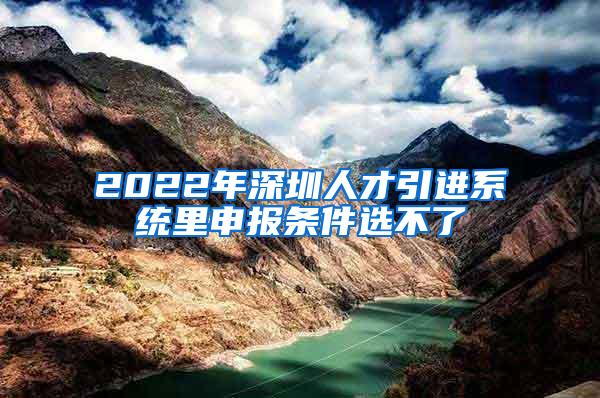 2022年深圳人才引进系统里申报条件选不了