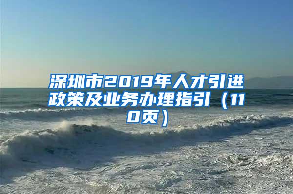 深圳市2019年人才引进政策及业务办理指引（110页）