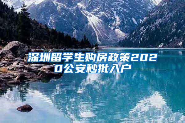 深圳留学生购房政策2020公安秒批入户