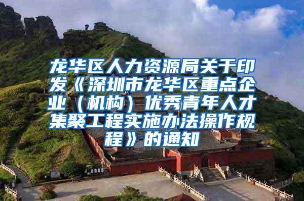 龙华区人力资源局关于印发《深圳市龙华区重点企业（机构）优秀青年人才集聚工程实施办法操作规程》的通知