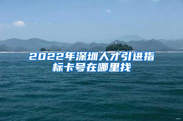 2022年深圳人才引进指标卡号在哪里找