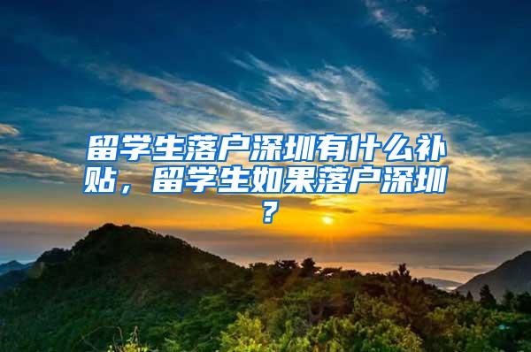 留学生落户深圳有什么补贴，留学生如果落户深圳？