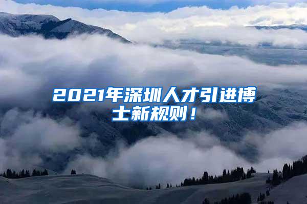 2021年深圳人才引进博士新规则！