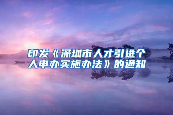 印发《深圳市人才引进个人申办实施办法》的通知