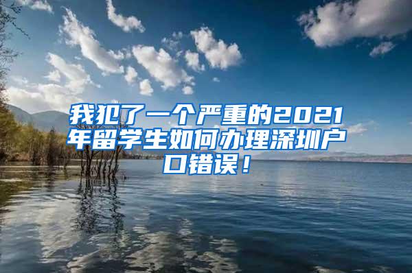 我犯了一个严重的2021年留学生如何办理深圳户口错误！