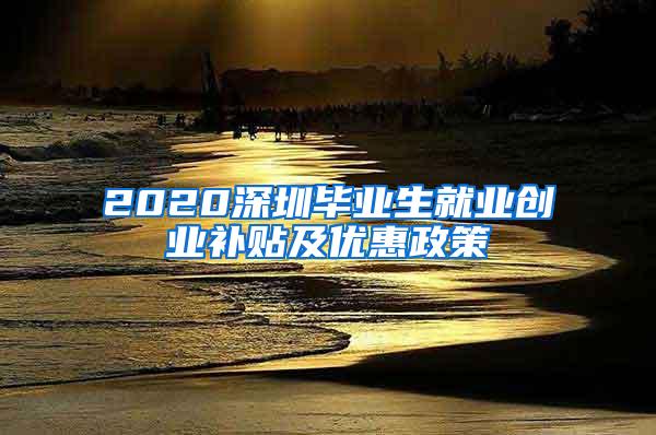 2020深圳毕业生就业创业补贴及优惠政策