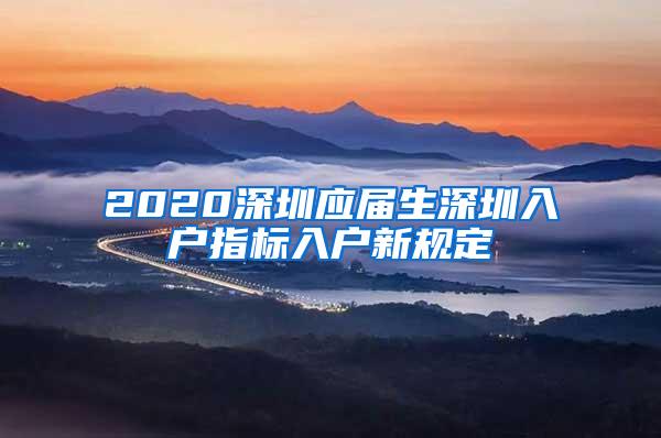 2020深圳应届生深圳入户指标入户新规定