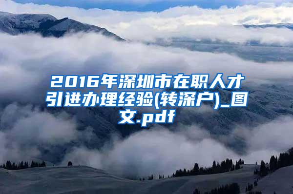 2016年深圳市在职人才引进办理经验(转深户)_图文.pdf