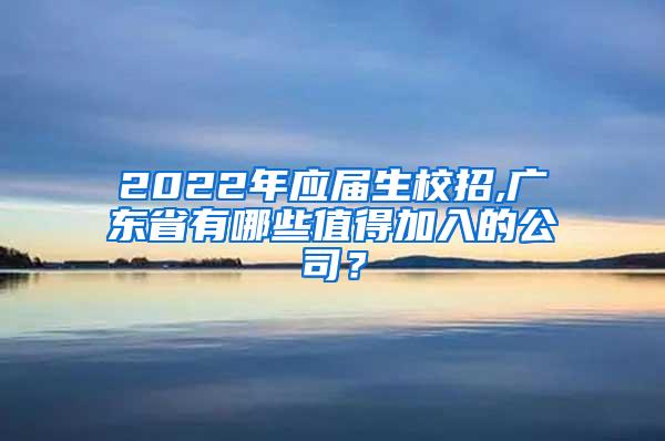 2022年应届生校招,广东省有哪些值得加入的公司？