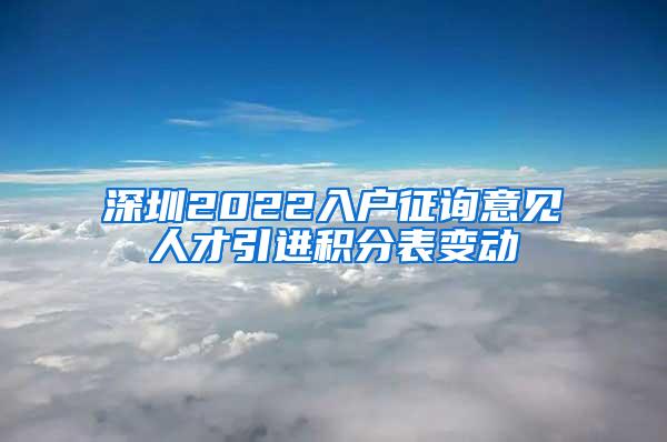 深圳2022入户征询意见人才引进积分表变动