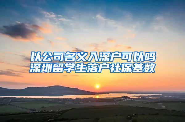 以公司名义入深户可以吗深圳留学生落户社保基数