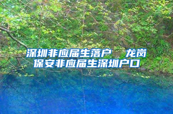 深圳非应届生落户  龙岗保安非应届生深圳户口