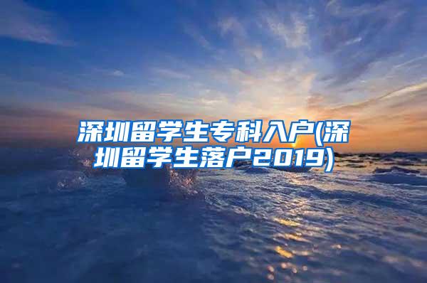 深圳留学生专科入户(深圳留学生落户2019)