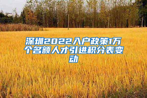 深圳2022入户政策1万个名额人才引进积分表变动