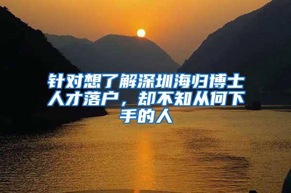 针对想了解深圳海归博士人才落户，却不知从何下手的人