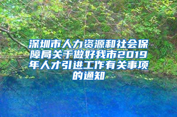 深圳市人力资源和社会保障局关于做好我市2019年人才引进工作有关事项的通知