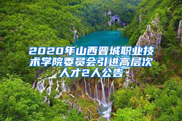 2020年山西晋城职业技术学院委员会引进高层次人才2人公告