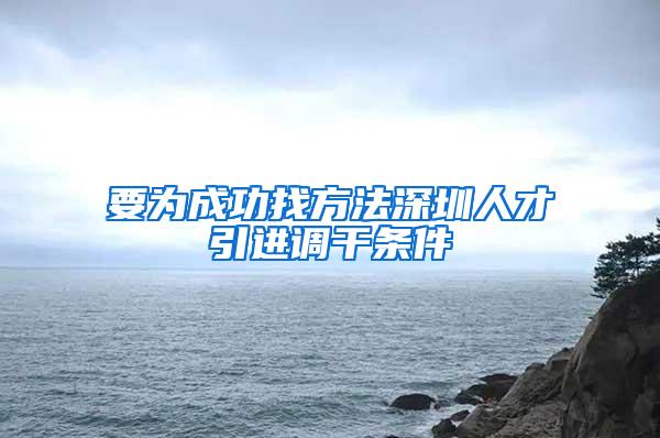 要为成功找方法深圳人才引进调干条件