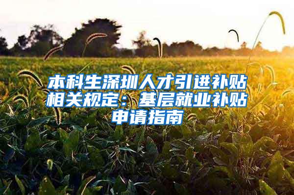 本科生深圳人才引进补贴相关规定：基层就业补贴申请指南