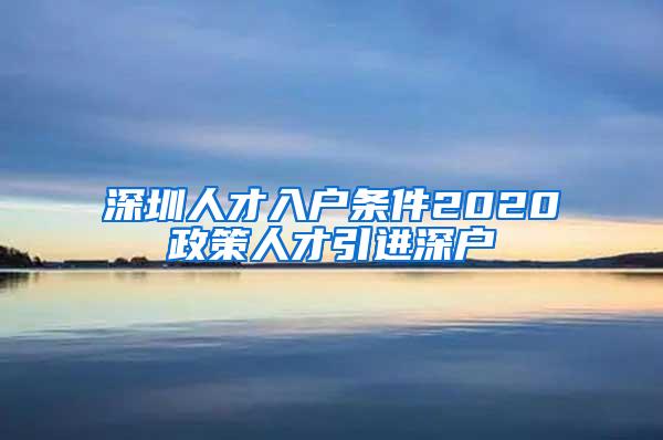 深圳人才入户条件2020政策人才引进深户